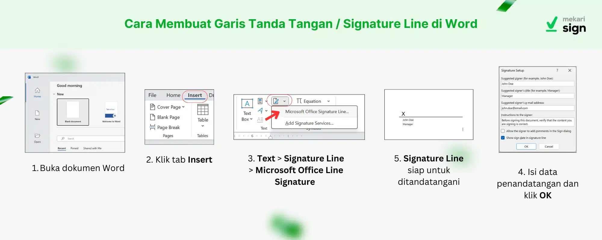 Cara Membuat tanda tangan digital di word dengan fitur signature line