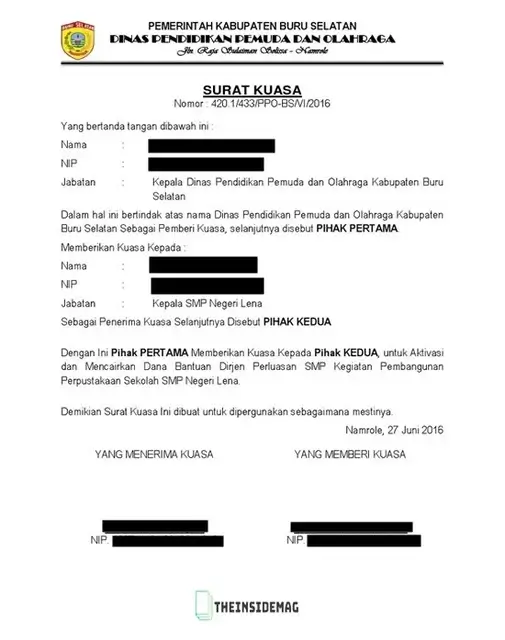 contoh surat kuasa resmi