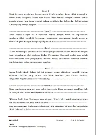 Contoh Akta Hibah Halaman Keempat