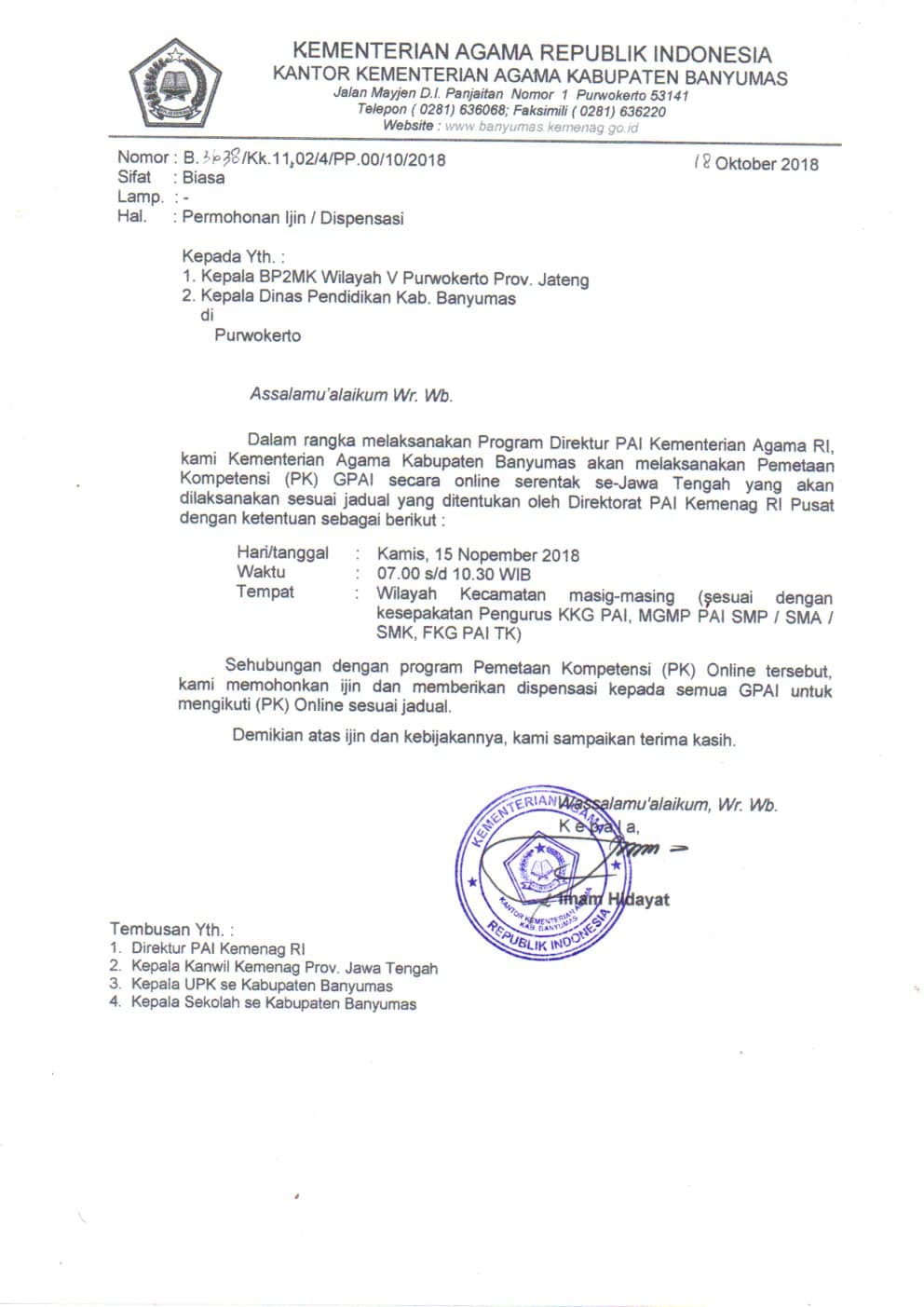 Contoh Surat Dispensasi untuk Guru