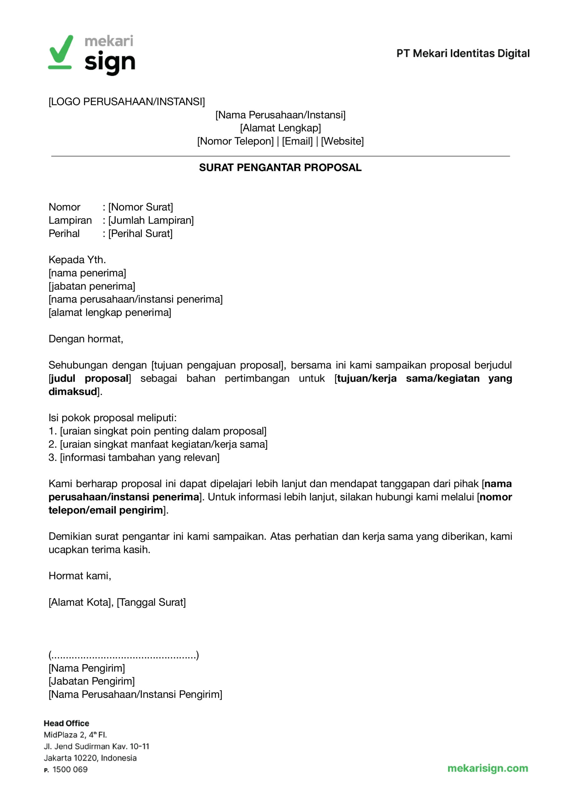 Contoh Surat Pengantar Proposal