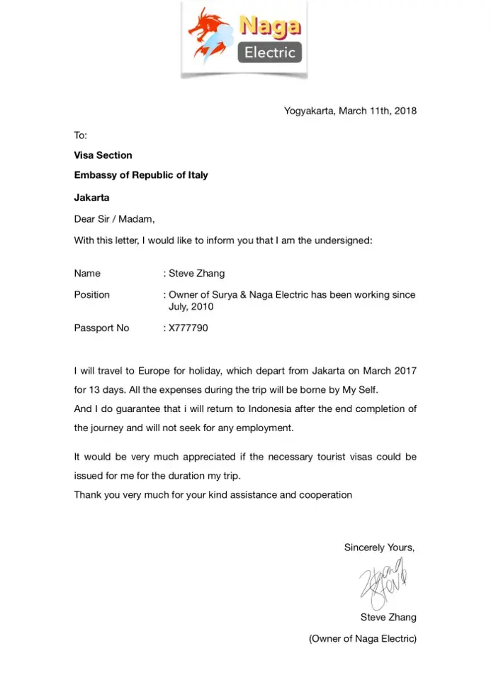 Contoh Surat Rekomendasi Membuat VISA