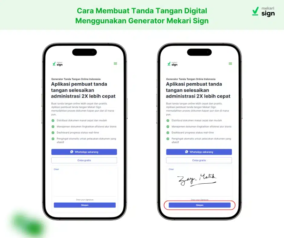 cara membuat ttd digital di hp dengan Generator Mekari Sign
