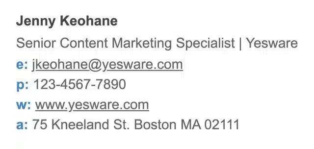 Contoh Signature Email dengan Alamat Kantor