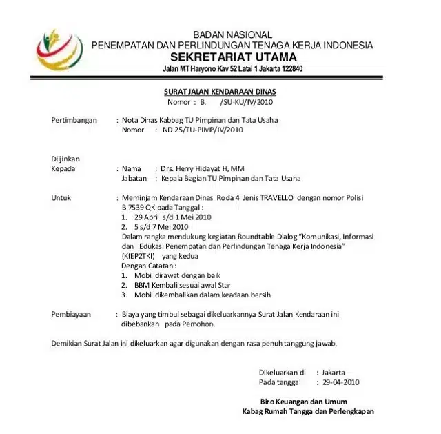 Contoh Surat Jalan 6