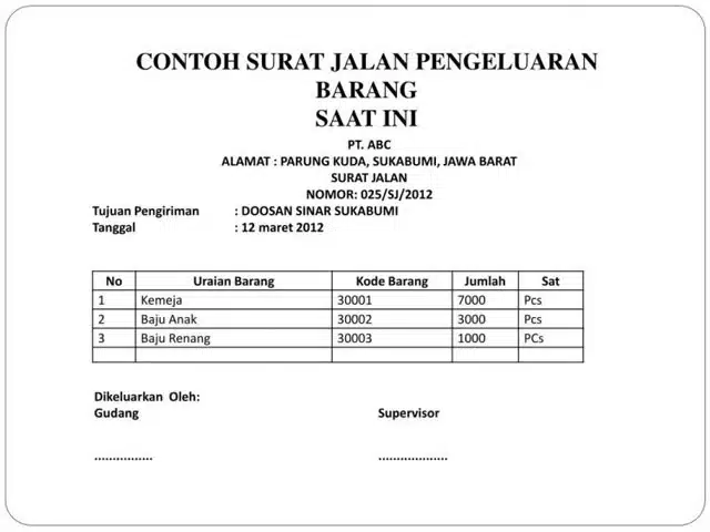 Contoh Surat Jalan 7