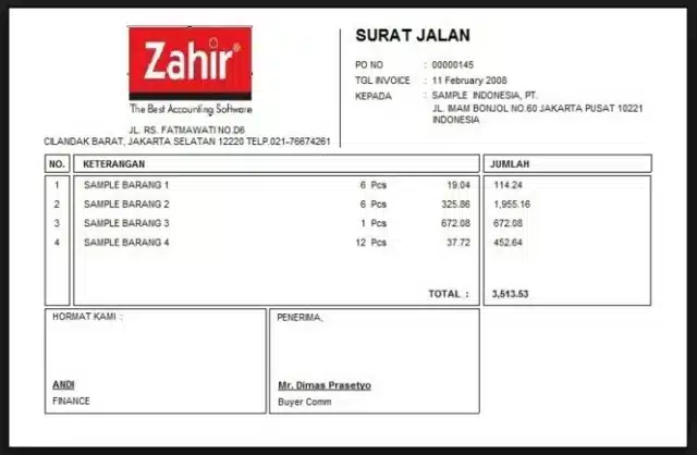 Contoh Surat Jalan 9