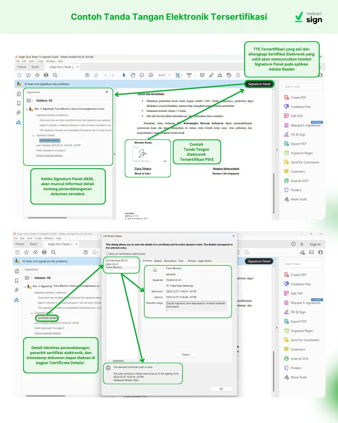Contoh Tanda Tangan Elektronik Tersertifikasi dan Cara Mengecek Keasliannya.