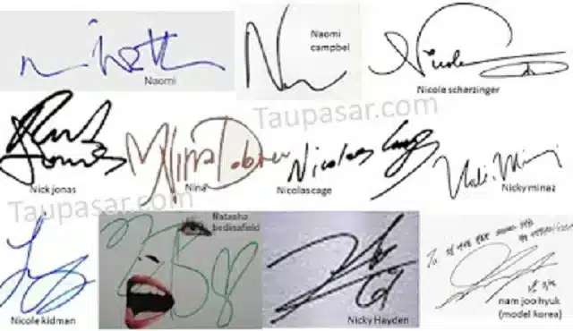 Contoh Tanda Tangan Huruf N