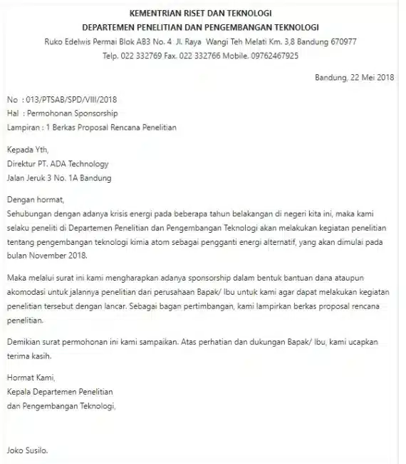 Contoh Pengantar Proposal Penelitian