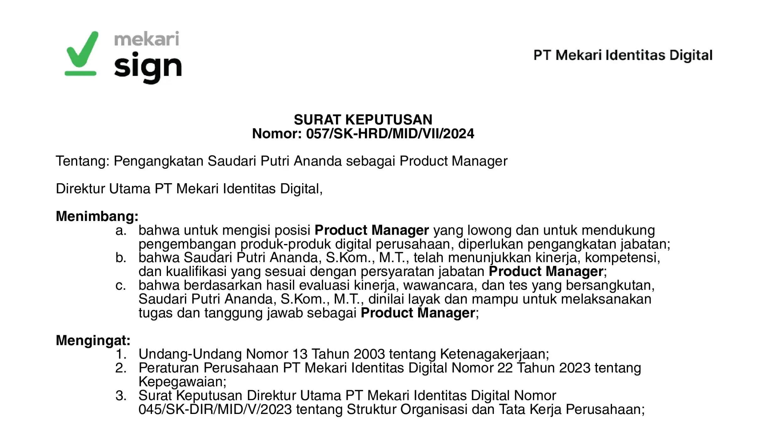 Download Contoh SK Pengangkatan Jabatan