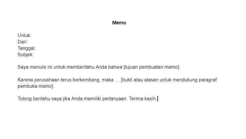 Contoh Internal Memo Bisnis