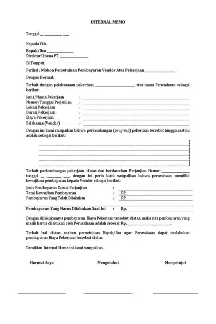 Contoh Internal Memo Perusahaan 1