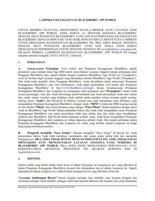 salah satu contoh kontrak bisnis adalah Perjanjian Keanggotaan