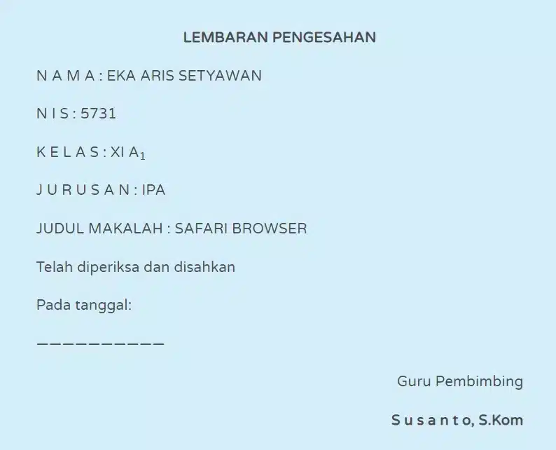 Lembar Pengesahan Makalah