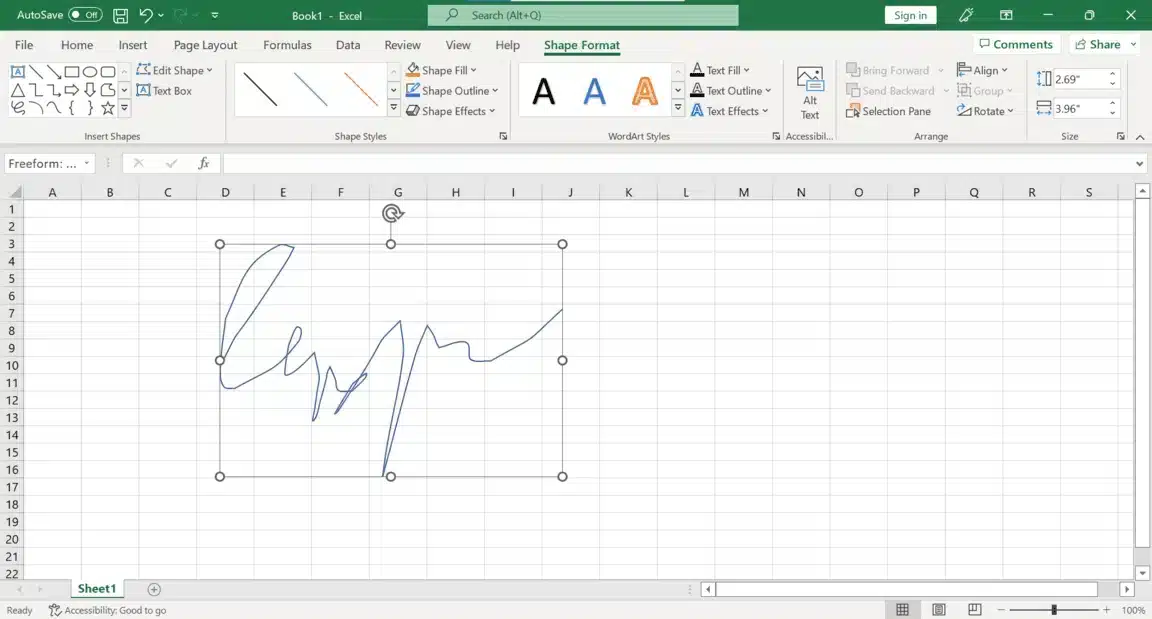 langkah kedua cara buat tanda tangan excel secara manual