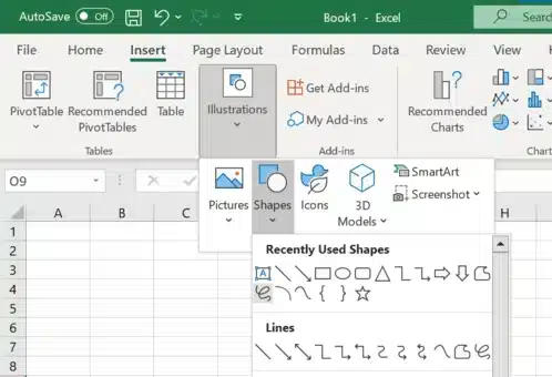 langkah pertama cara membuat tanda tangan excel secara manual