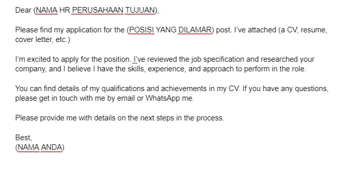 ontoh Lamaran Kerja via Email Bahasa Inggris Sederhana