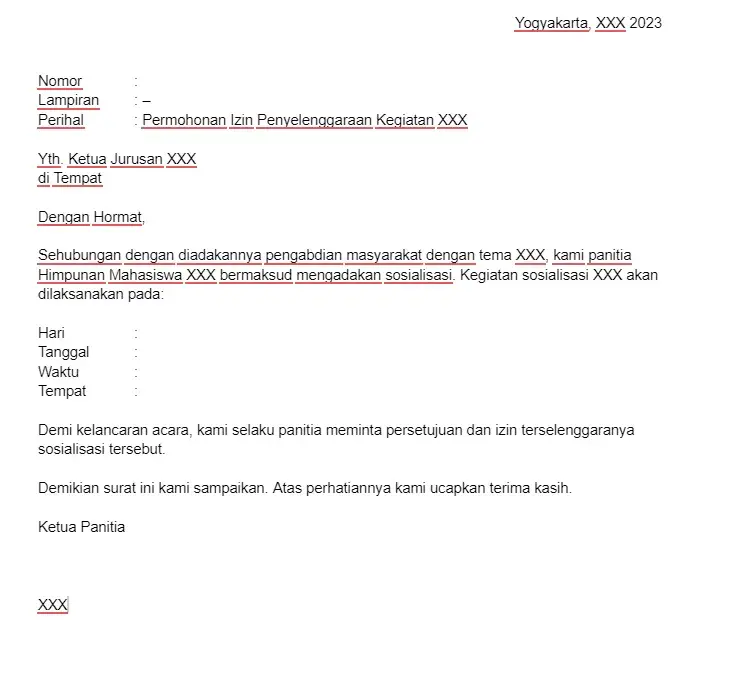 Contoh Surat Permohonan Izin Kegiatan di Kampus