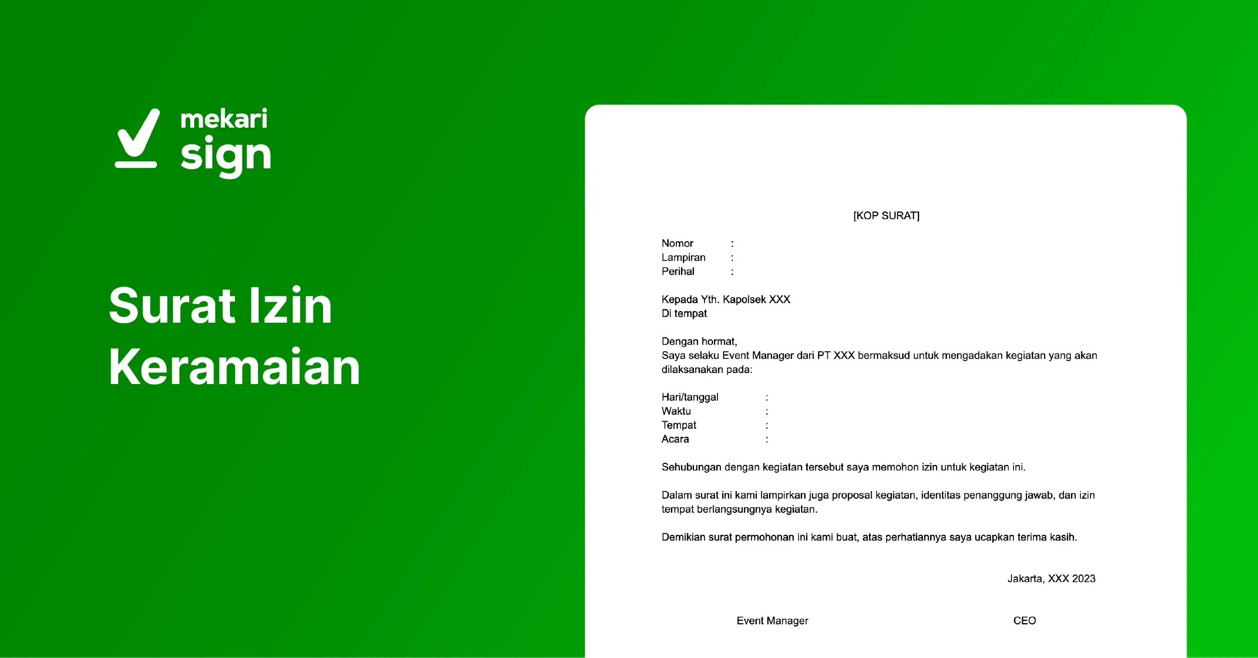 Contoh Surat Izin Keramaian - Mekari Sign