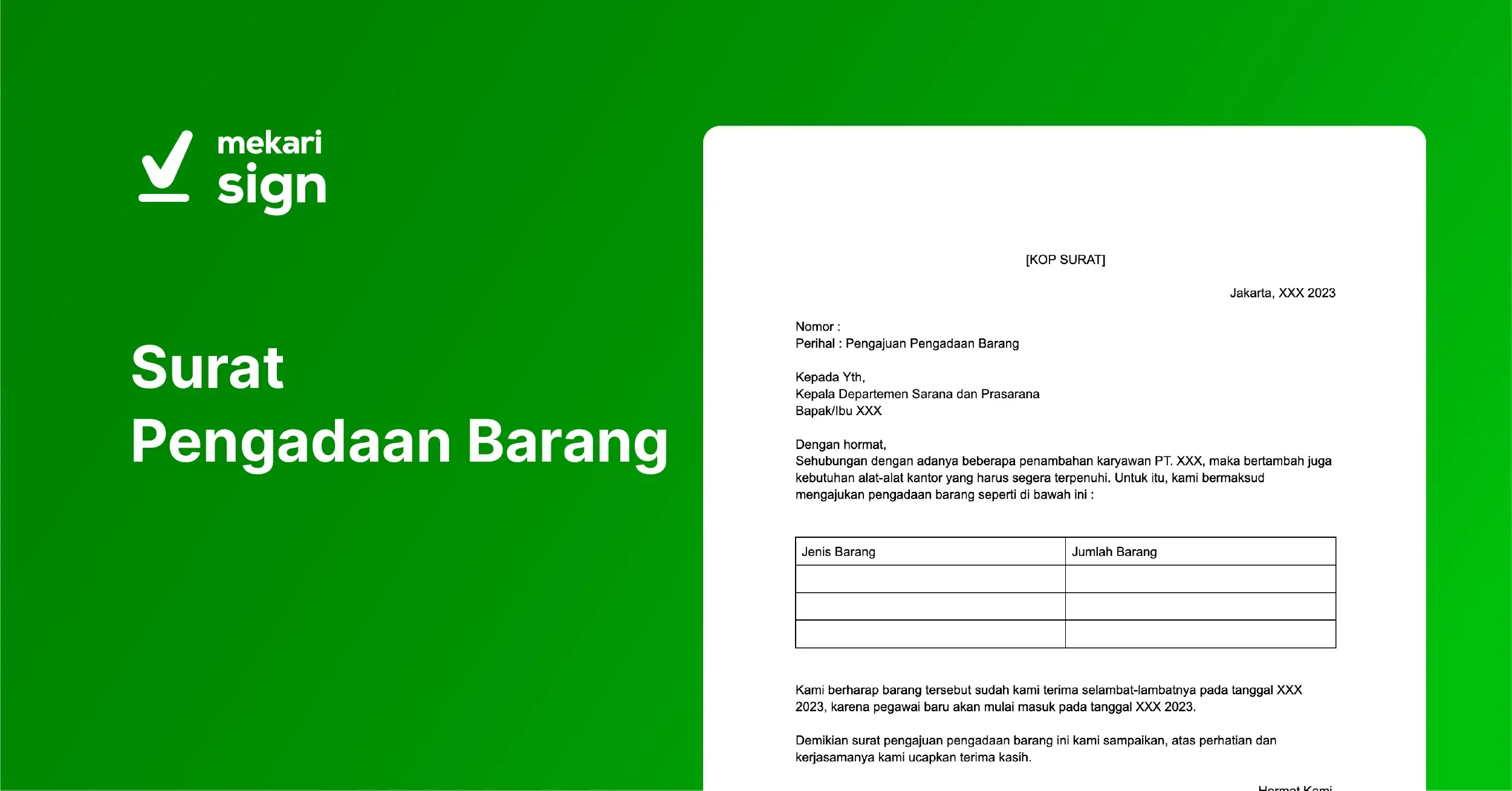 featured image Surat Pengadaan Barang