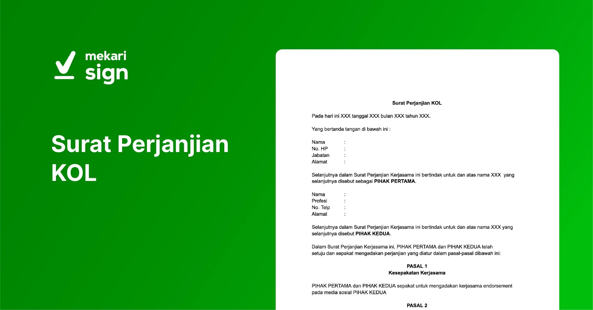 featured image Surat Perjanjian KOL (Key Opinion Leader)