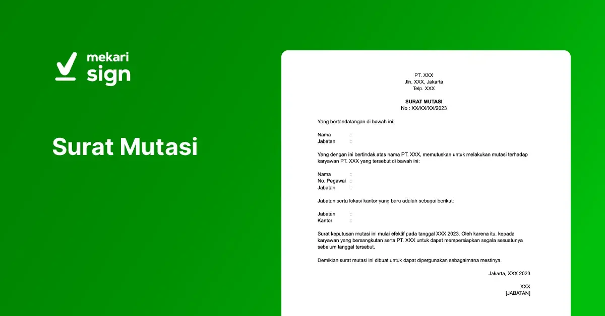Contoh Surat Mutasi - Mekari Sign