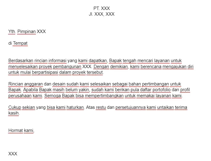 Contoh Surat Penawaran Proyek Pembangunan