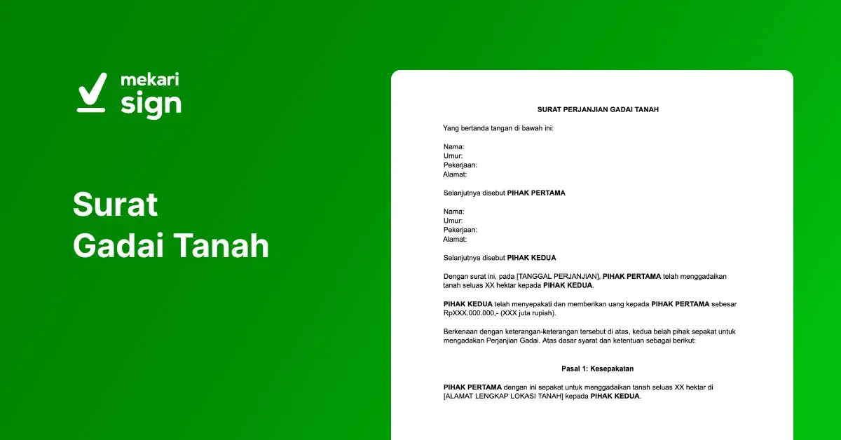 Template surat gadai tanah untuk diunduh