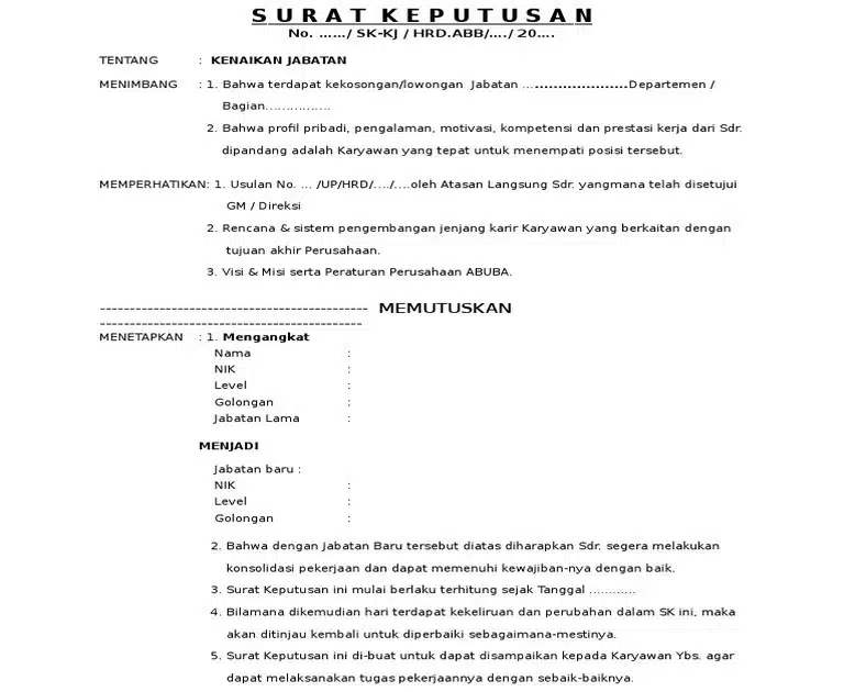 Contoh Lain Surat Promosi Jabatan Umum