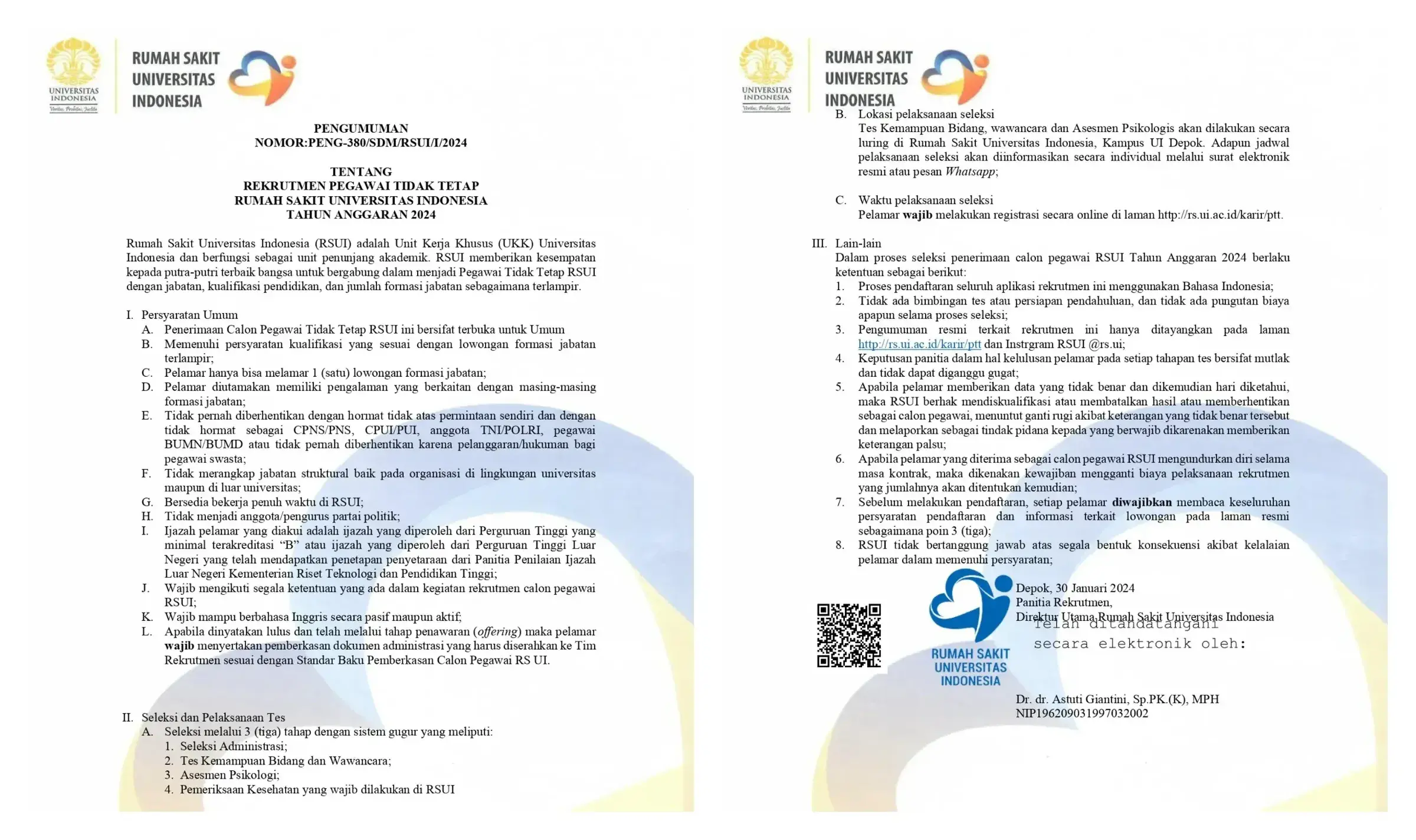 Contoh Dokumen Rumah Sakit yang Menggunakan Tanda Tangan QR Code