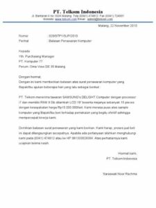 Contoh Surat Balasan Penawaran Barang