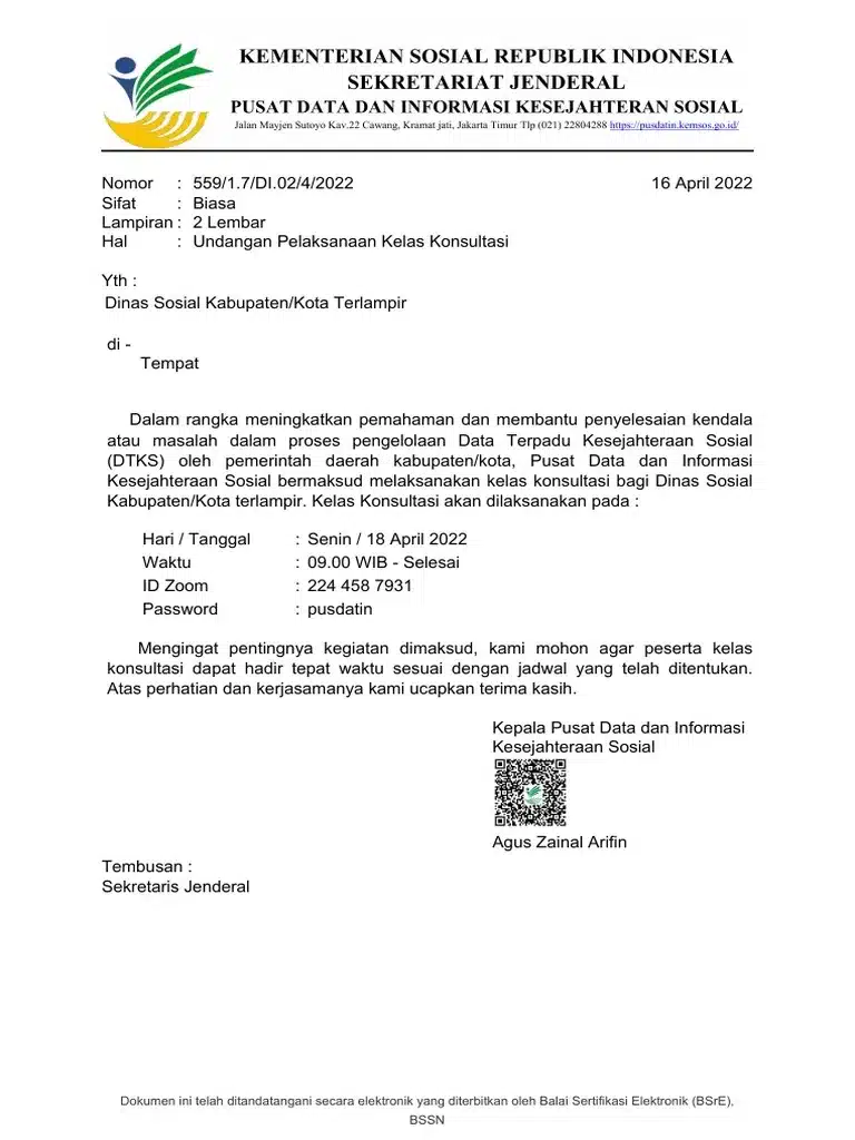 Undangan Resmi Pemerintah Dengan Tanda Tangan Elektronik dan Tanda Tangan QR Code