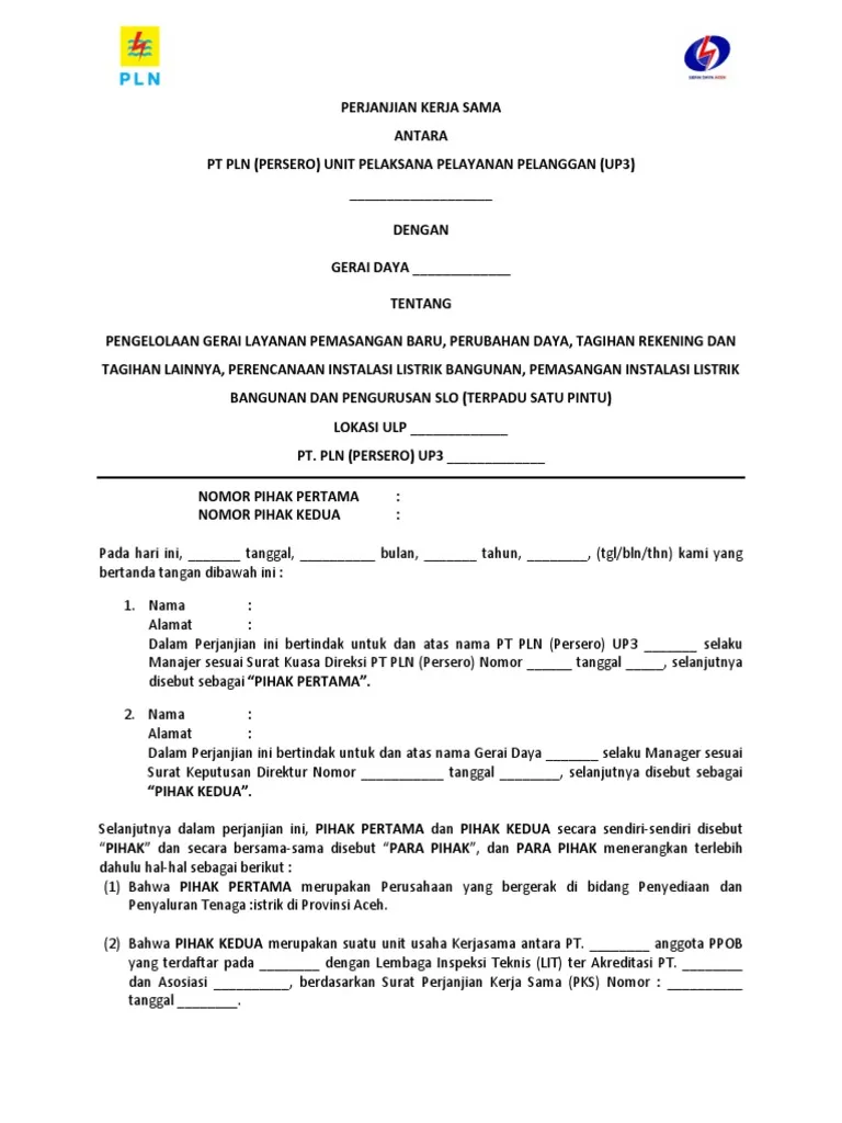 contoh power purchase agreement PLN