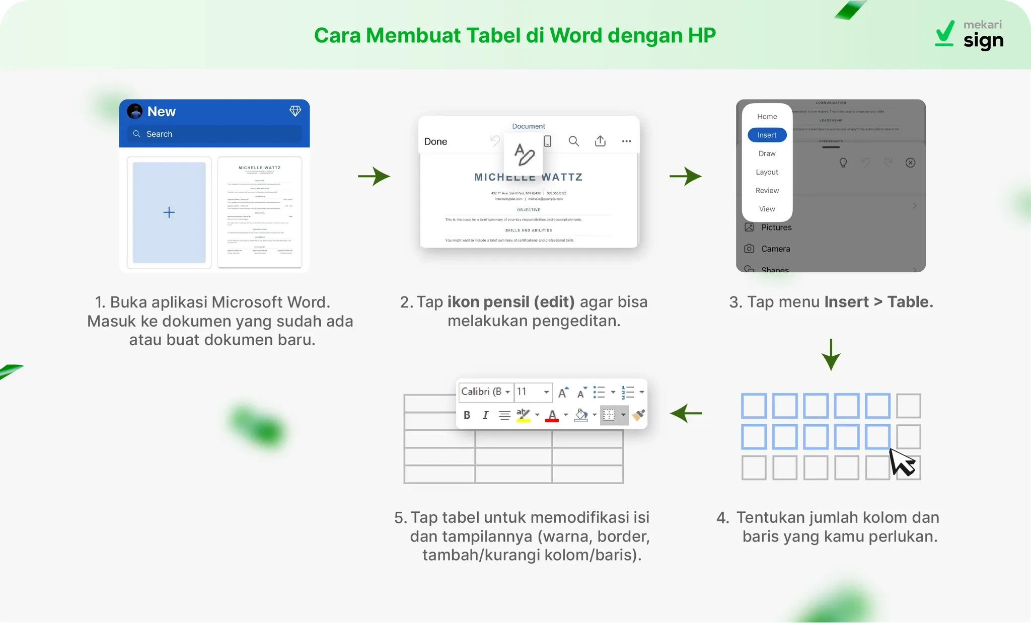 Cara Membuat Tabel Word di HP