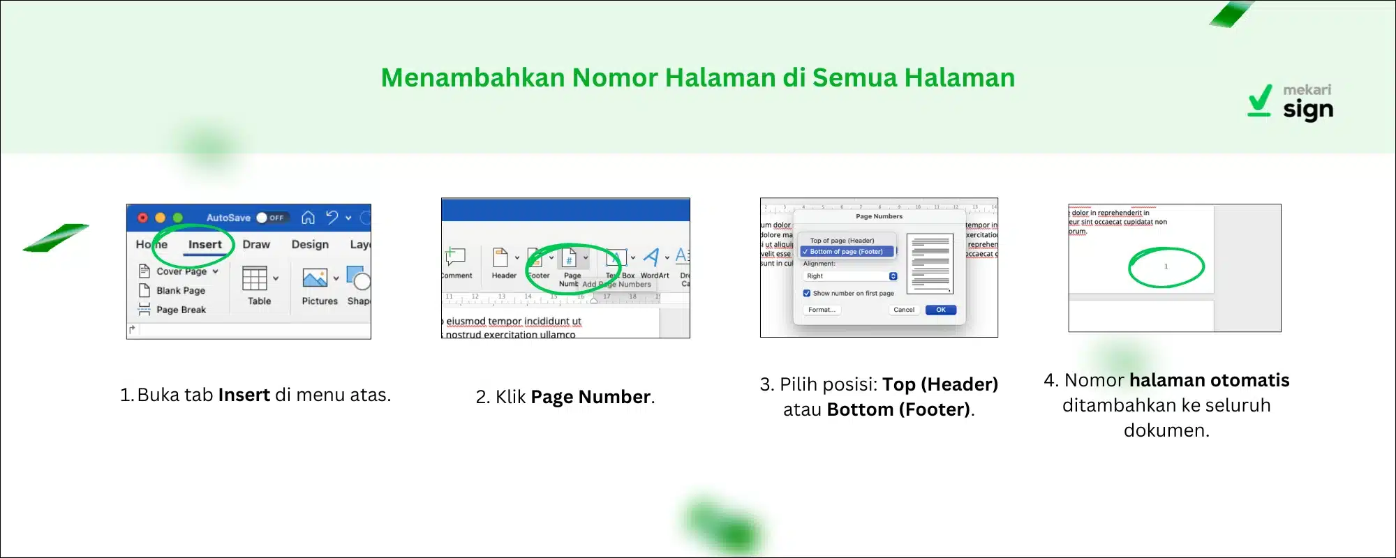 Menambahkan Nomor Halaman di Semua Halaman