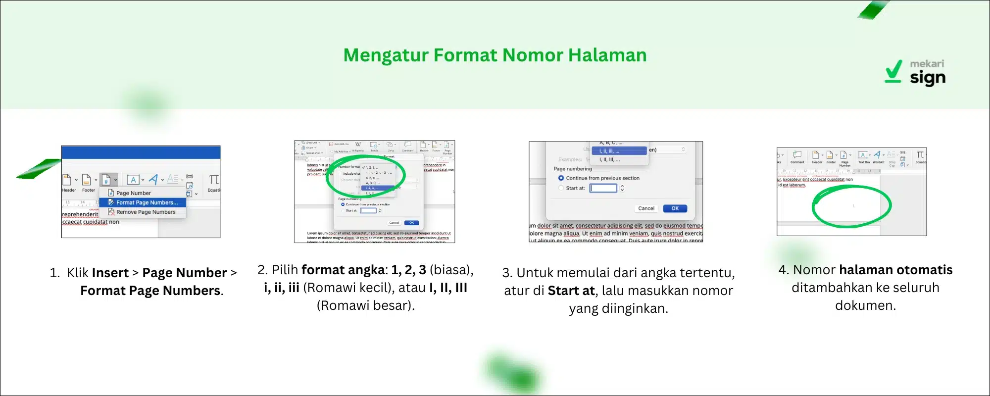 Mengatur Format Nomor Halaman