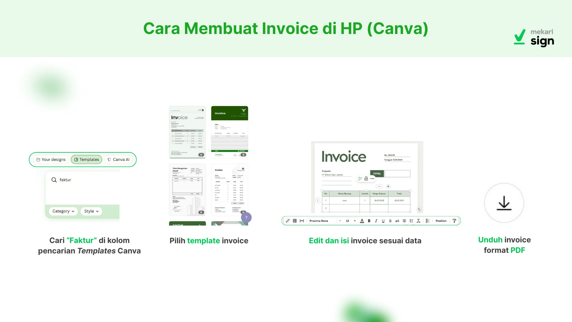 cara membuat invoice dengan mudah, praktis, dan gratis di HP menggunakan canva